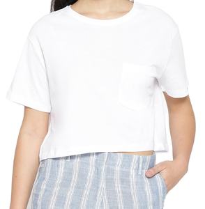 Vente en gros de hauts courts pour femmes, coupe slim, col rond, respirants, écologiques, en tissu tricoté Spandex/Polyester, manches courtes, personnalisables - Product Image 1