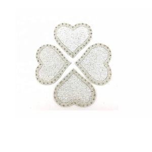 Sous-verre perlé fait à la main blanc et noir de haute qualité ensemble de 6 sous-verres décoratifs modernes pour table basse - Product Image 6