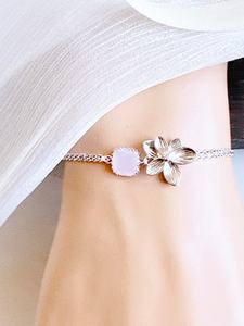 Pink Opal Sterling Silver Rose Gold <b>Bangle</b> Vintage <b>Charm</b> Wedding Bridesmaid Gift Jewelry for Women IGI Certified - Product Image 3