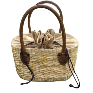 Panier de rangement en jacinthe d'eau avec poignée en cuir PU - Product Image 2