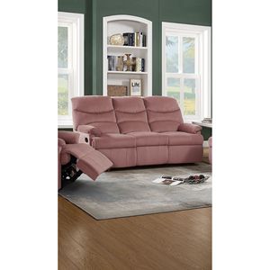 Sofá Reclinable Manual de 3 Plazas en Terciopelo Rosa Pálido de Lujo, con Reposabrazos Acolchados y Mecanismo de Movimiento, Mueble para Sala de Estar con 1 Sofá Individual - Product Image 1