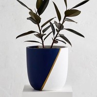 Pot de fleurs en céramique émaillée à la main avec un design incurvé lisse, finition durable, décoration élégante pour plantes d'intérieur