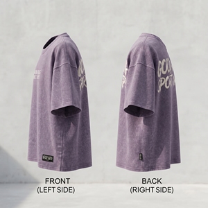 เสื้อยืดสีม่วงวินเทจแบบวอช พร้อมลายปักด้านหน้าและด้านหลัง Good King Sport Impex ทรงโอเวอร์ไซส์ สไตล์ลำลอง สตรีทแวร์ ใส่ได้ทั้งชายและหญิง - Product Image 4