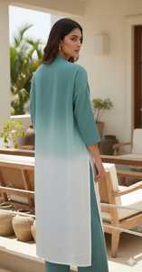 ชุดเซ็ตเสื้อผ้าสตรีลายมัดย้อมผ้าเรยอนแบบ Salwar Kameez สำหรับงานปาร์ตี้อินเดีย/ปากีสถาน งานแต่งงาน งานดิวาลี ชุดลำลองชายหาด ทรงปกติ ใส่ได้ทุกโอกาส - Product Image 2