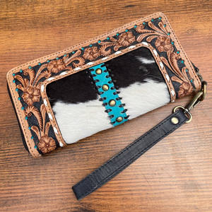 กระเป๋าสตางค์หนังวัวมีซิปปิดแบบใหม่สำหรับผู้หญิง2025สายคล้องข้อมือหนังแท้ความจุเยอะ - Product Image 5