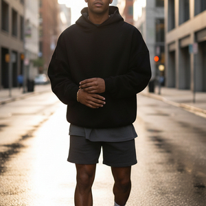 Sweat-shirt à capuche surdimensionné avec logo personnalisé, 100% coton, sweat-shirt à capuche pour homme avec poche, streetwear, vêtements d'hiver - Product Image 6