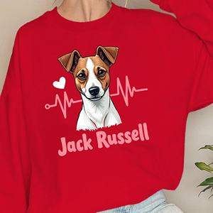 เสื้อสเวตเชิ้ตผู้หญิงลายแจ็ค รัสเซลล์ ผ้าถักลำลองพิมพ์ลายเส้นวัดอัตราการเต้นของหัวใจ - Product Image 4