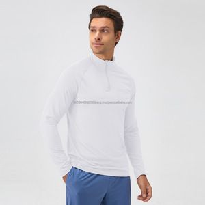 T-shirts vierges à séchage rapide pour hommes, vêtements d'été et de printemps personnalisés, vêtements à demi-fermeture éclair ajustés pour la course à pied, vêtements de sport - Product Image 3