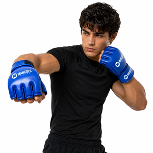 Professional MMA Fight Gloves Half Finger <b>Open</b> Palm Grappling Gloves with Adjustable Wrist Wrap for Training Competition - Product Image 2