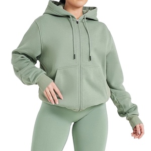 Sweat à capuche haut personnalisé pour femmes à manches longues salon classique sweat à capuche zippé surdimensionné léger en coton Streetwear vêtements d'entraînement - Product Image 1