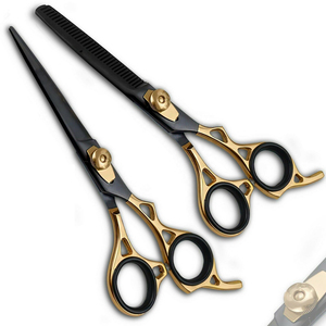 Tijeras Profesionales para Adelgazar el Cabello, Acero Inoxidable, 28 Dientes, Punta Redonda, para Diestros, Mango Largo, Uso en Salón, SAAR GLOBAL SURGICAL - Product Image 1