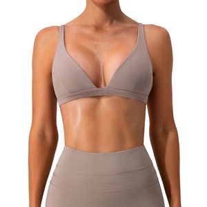 Sujetador deportivo reversible con cuello en V para mujer, talla grande, suave, adelgazante, de secado rápido, con soporte, a prueba de golpes, transpirable, para yoga y deportes - Product Image 1