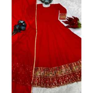 Designer Party Wear XL Gown & Dupatta Bordado y Lentejuelas Trabajo Elegante Traje de Noche - Product Image 2