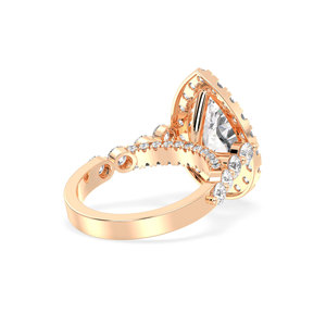Bague de fiançailles REYES personnalisée en or rose 14 carats avec halo de moissanite pour femme, bijoux fins de haute qualité certifiés GRA pour femme - Product Image 4