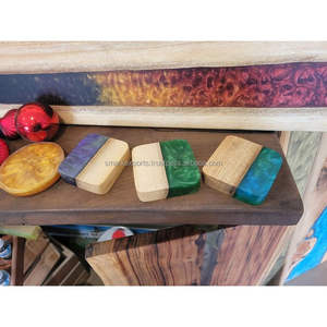 Resin and <b>Wooden</b> Coaster <b>Set</b> Round and Square Drink Mat <b>Tea</b> Coaster Cup Holder Dining Room Kitchen Stylish Tabletop Decor - Product Image 5