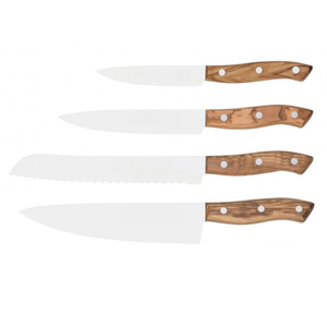 Juego de 6 Cuchillos de Cocina con Mangos de Madera Natural, Hojas de Acero Inoxidable, Bloque de Almacenamiento Transparente para Cocinar en Casa - Product Image 5