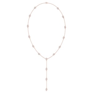 Collier élégant en or rose 9 carats avec diamant de laboratoire en forme de poire serti dans un cadre, pendentif en Y, 4,83 CTW - Product Image 2