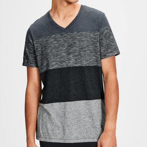 T-shirt pour homme 100% coton, col en V uni, logo personnalisé, respirant, écologique, tricoté, pour la gym, le fitness, décontracté - Product Image 3