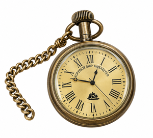 Reloj de Bolsillo Vintage de Latón Chapado en Oro, Estilo Náutico con Números Romanos, Redondo, Regalo Coleccionable - Product Image 2