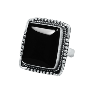 Nuevo diseño, última colección, anillos de plata de ley 925 sólida con ónix negro Natural, cabujón de forma cuadrada, joyería fina de piedras preciosas - Product Image 1