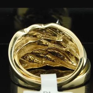 Anillo de Compromiso y Boda de Lujo Vintage con Moissanita de Corte Brillante, Chapado en Oro Amarillo sobre Plata de Ley 925 para Mujer - Product Image 5