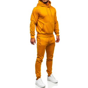 Conjunto Deportivo Informal para Hombre con Capucha y Estampado, Chaqueta de Color Sólido con Cierre Completo, Bolsillos Laterales, Pantalones con Cordón, 100% Algodón, Ropa de Invierno - Product Image 3