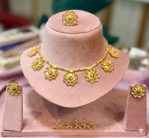 Conjunto de Collar y Pendientes de Aleación de Zinc Chapado en Oro de 24K de Inspiración Italiana Vintage para Mujer, para Aniversario, Envío Directo a EE. UU. y Francia - Product Image 1