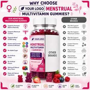 Gomitas Mensuales para Mujeres con Vitamina B6, B12, Zinc y Ácido Fólico, Producto de Gomitas Masticables con Sabor a Frutas y Empaque con Etiqueta Personalizada - Product Image 2