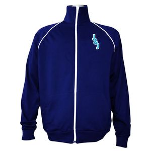 Jack & Jill Mens Logo Letter <b>Track</b> <b>Jacket</b> Navy Blue Athletic Zip Up Casual Sportswear Premium Event Apparel Bulk Supply - Product Image 1