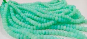 Cuentas de Calcedonia Verde Peruana Natural en Forma de Rondelle de 8-9mm Lisas para la Fabricación de Joyas, Se Venden por Hilo de 8 Pulgadas de Largo - Product Image 4