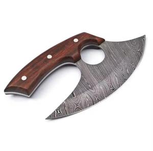 Couteau à pizza artisanal en acier Damas, idéal pour les hôtels, avec manche en bois personnalisé et étui en cuir, fabrication artisanale en acier, International - Product Image 1