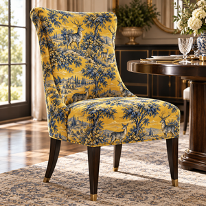 Tissu d'ameublement en toile à imprimé animal cerf jaune et bleu pour la rembourrage de canapés et de chaises - Product Image 4