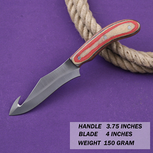 Cuchillo Nórdico de Acero Inoxidable de Grado Industrial con Gancho para Deshuesar, Hoja Fija para Caza, Desollado y Camping, Mango de Madera Pakka, Espiga Completa - Product Image 2