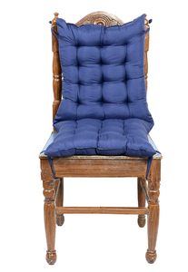 Woodensure Navy Blue Quilted Chair <b>Cushion</b> Set Lumbar Support Buttocks Anti-Slip Indoor Outdoor Use Polyester Cotton Seat - Product Image 5