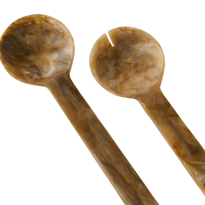 ชุดช้อนส้อมสำหรับสลัด ทำจากเรซิ่นลายหินอ่อน ปลอดภัยต่อสิ่งแวดล้อม ใช้กับเครื่องล้างจานได้  ชุดสองชิ้น ประกอบด้วยช้อนและส้อม ใช้ในครัวเรือน ใช้กับไมโครเวฟและเตาอบได้ - Product Image 5