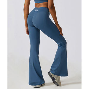 Cropped Workout <b>Leggings</b> Side <b>Pockets</b> Women's Running <b>Leggings</b> Ribbed Knit Studio Fitness Custom Logo Supplier Women Activewear - Product Image 3