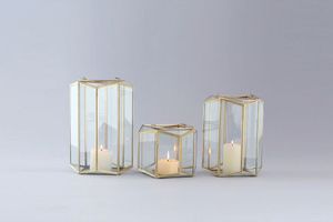 Mini Lámpara de Mesa para Velas, Portavelas Geométrico de Vidrio, Elegante Portavelas Antiguo de Metal y Vidrio - Product Image 4