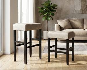 Ensemble de 2 tabourets de bar et de comptoir en cuir PU, ensemble de tabourets capitonnés en cuir PU, ensemble de tabourets rembourrés en PU avec structure en bois massif, hauteur bar et comptoir - Product Image 5