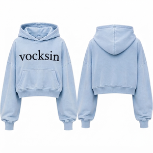Sudadera con Capucha VOCKSIN para Mujer, Talla Grande, Regular, Transpirable, Forrada, de Invierno, Premium, de Algodón Grueso, Color Azul Bebé - Product Image 3
