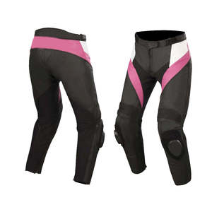 Pantalones de cuero para motocicleta de calle para hombre, pantalones de carreras de cuero de vaca con protectores, de alta calidad - Product Image 1