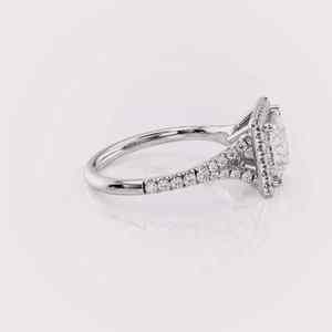 Princess Cut Lab Grown <b>Diamond</b> Halo Ring Pavé Band Solid 925 Sterling Silver - Product Image 4