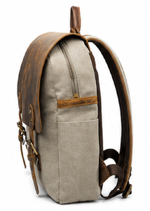 Gravs BP-07 Vintage Canvas Leather Luxury Roll Top Portable <b>Backpack</b> Air Cushion Belt Large Capacity Travel Laptop <b>Compartment</b> - Product Image 5