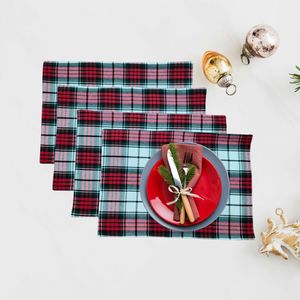 Classic Christmas Red White Tartan Check <b>Rectangle</b> <b>Placemat</b> 100% Cotton Dining Table Mat Eco-Friendly Soft Durable Washable - Product Image 3