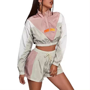 Conjunto Deportivo Ligero de Nailon con Cremallera Completa, Chaqueta Corta con Cremallera y Pantalones Cortos para Mujer, Traje Deportivo Personalizado para Chicas - Product Image 4