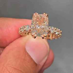 Sparkling Lab Grown Diamond Moissanite <b>Cross</b> <b>Ring</b> Rose Gold Plated Fashion Jewelry for Wedding and Engagement - Product Image 4