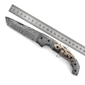 Cuchillo Plegable de Acero de Damasco de Grado Industrial OEM, Profesional, para Caza y Camping, 19 cm de Longitud Total, Grabado Láser - Product Image 5