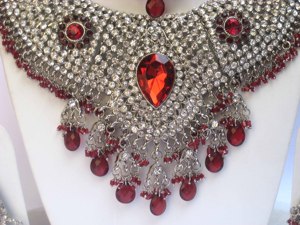 Vintage Antique Silver Plated <b>Crystal</b> Jewelry <b>Set</b> Necklace Earrings Pear Cut Rhinestone Women's Wedding Bridal Style - Product Image 2