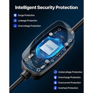 Cargador ajustable de 16 amperios Nivel 1 y 2 EV, Cable de 25 pies, estación de carga portátil para coche doméstico, adaptador NEMA 6-20P 5-15 SAE J1772 EV - Product Image 6