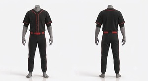 Conjunto de Uniforme de Béisbol Personalizado para Hombre, Jersey y Pantalones Negros y Rojos, Transpirable, con Serigrafía, Corte Regular, para Todas las Temporadas, Ropa para Adultos - Product Image 1