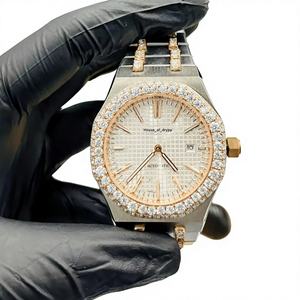 Reloj Automático con Incrustaciones de Diamantes de Imitación, Bisel de Acero Inoxidable, Reloj de Diseño, Estilo Hip Hop, Regalo Brillante para Unisex - Product Image 1